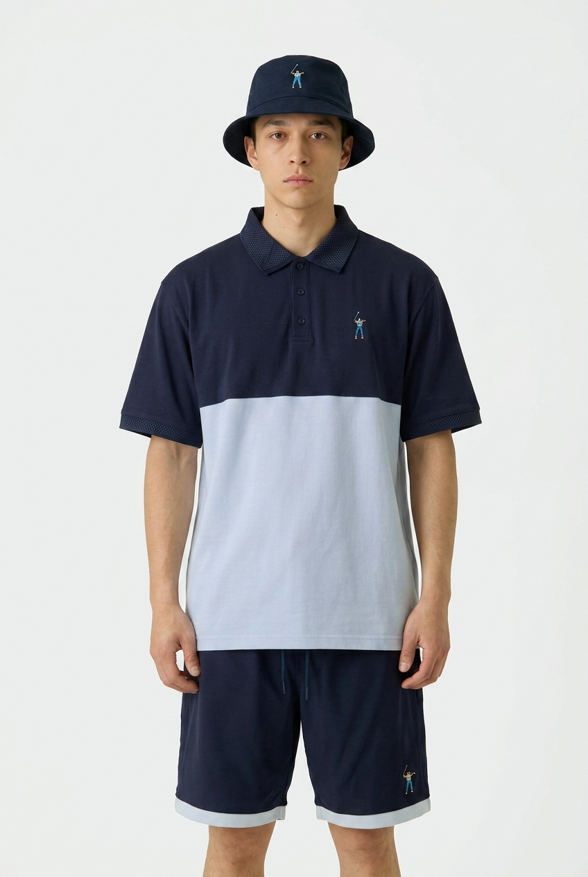 COTTON LIKE HORIZON BLOCK POLO / ホライゾンカラーブロッキングポロ