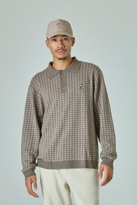 L/S HOUNDSTOOTH SWEATER POLO / 千鳥柄スエットポロ
