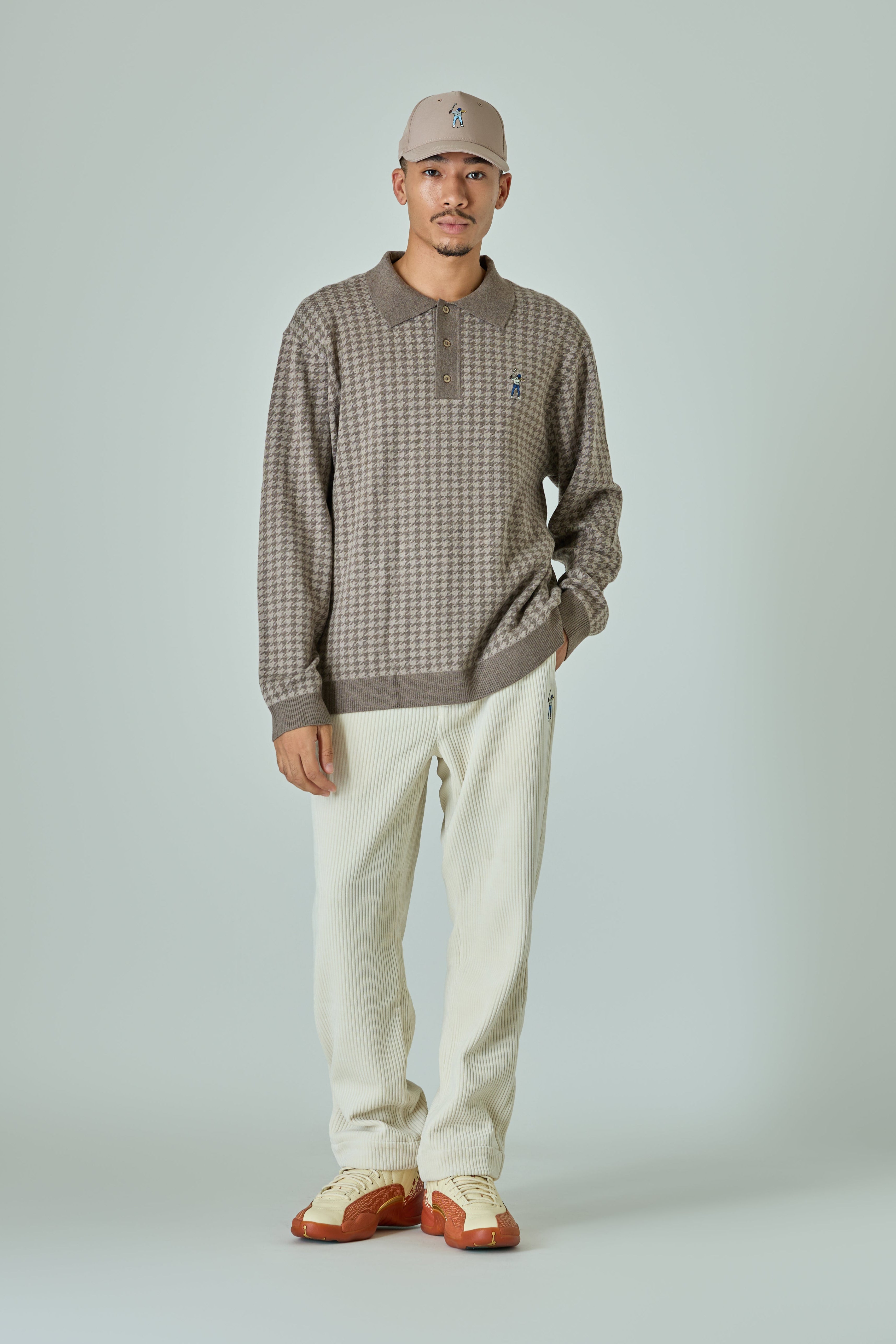 L/S HOUNDSTOOTH SWEATER POLO / 千鳥柄スエットポロ – Eastside