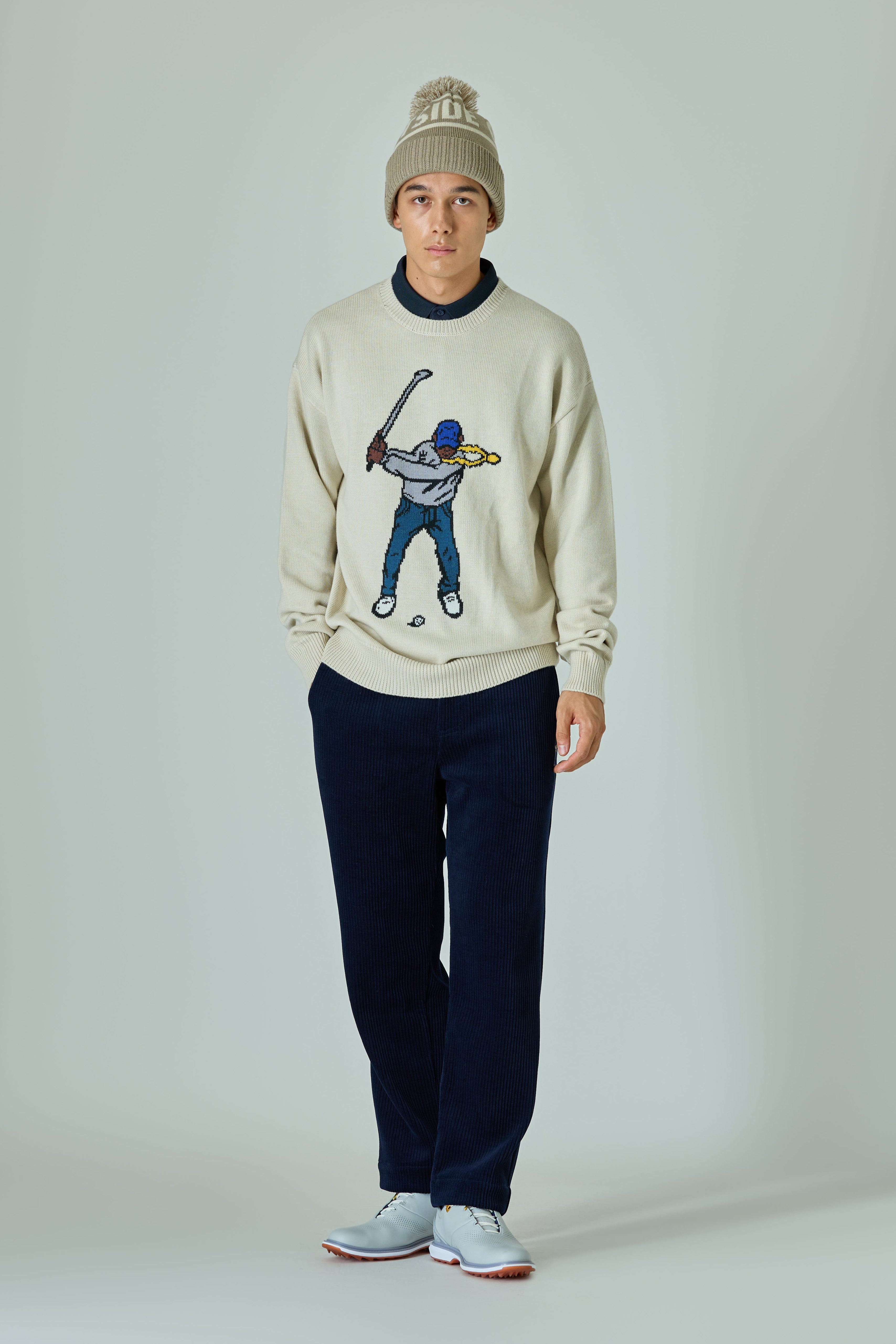 イーストサイドゴルフ　メリノウールセーターパーカー Intarsia Swingman Sweater / インターシャスウィングマンセーター